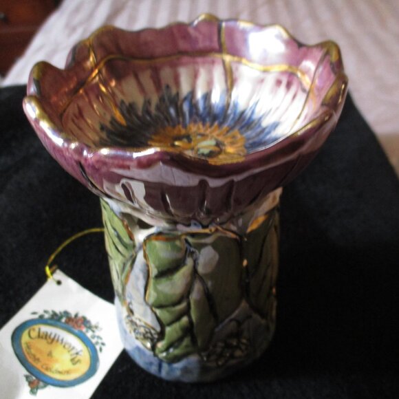 2000 Blue Sky Corp Heather Goldminc Flower with Bees Votive Tea Light Wax Melter - Picture 1 of 4